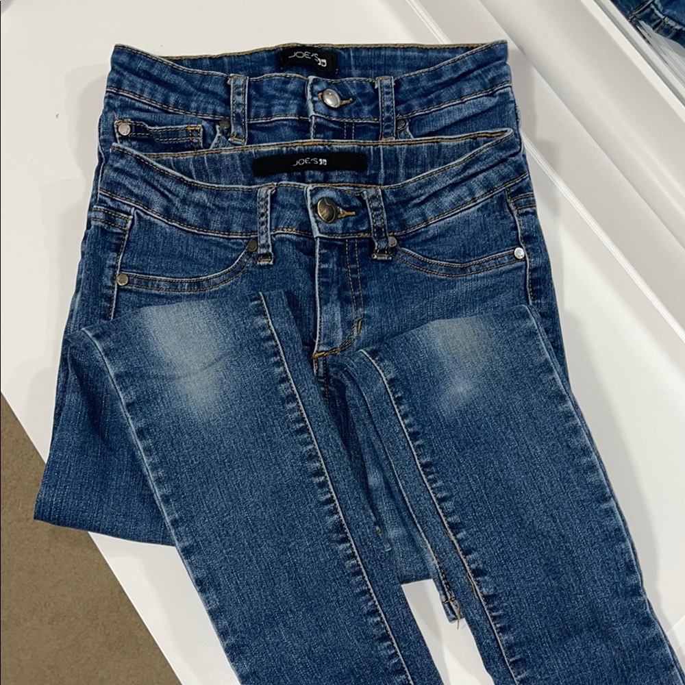 Joe’s Blue Skinny Jeans with Distressed Details